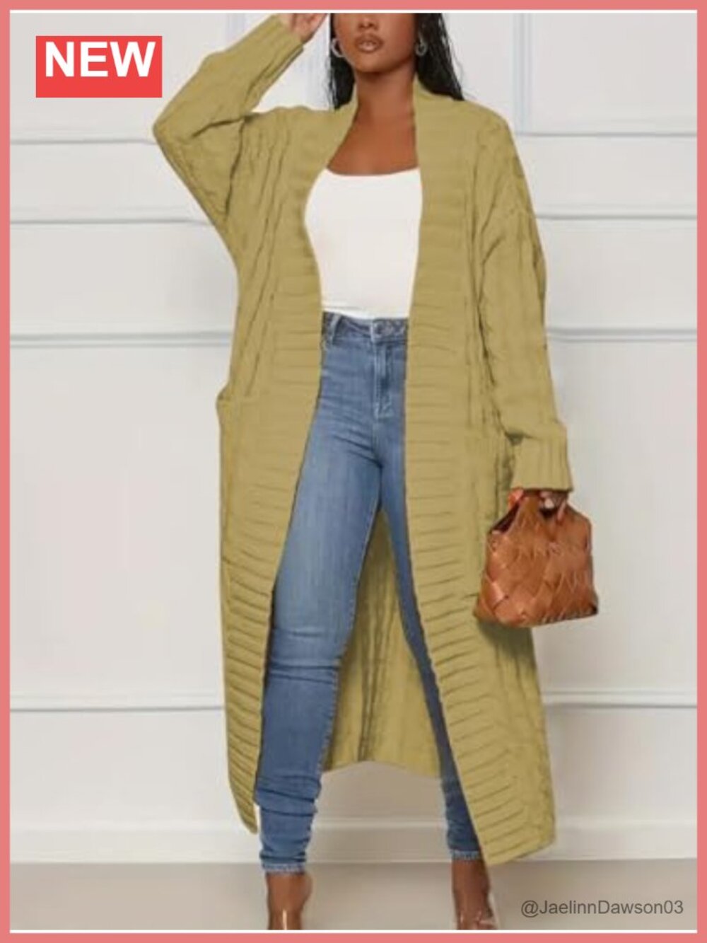 Long Ribbed Knit Open Front Duster Cardigan Sweater - Picture 2 of 6